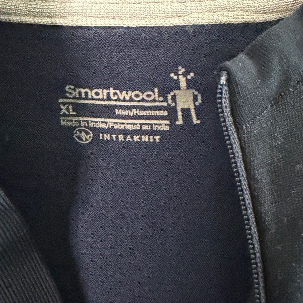 Smartwool Intraknit Mens Merino Wool Blend Quarter Zip Hoodie XL Blue Stretch - Picture 4 of 10